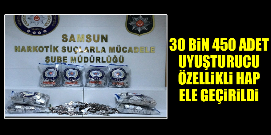 Samsun'da 30 bin 450 adet uyuşturucu özellikli hap ele geçirildi