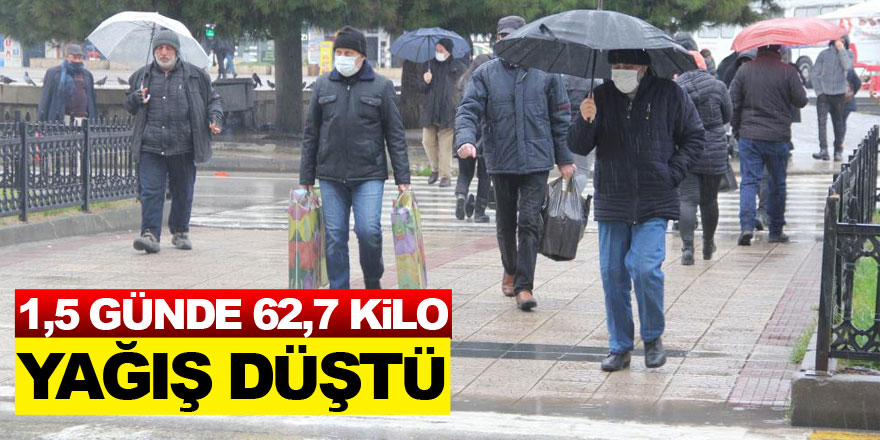 Samsun'a 1,5 günde 62,7 kilo yağış düştü