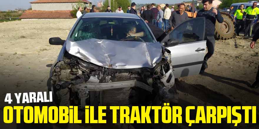 Samsun'da otomobil ile traktör çarpıştı: 4 yaralı