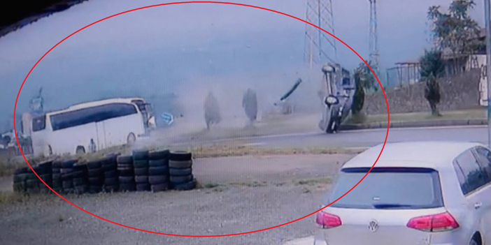 Ordu'da yolcu otobüsü ile hafif ticari aracın çarpıştığı kaza kamerada