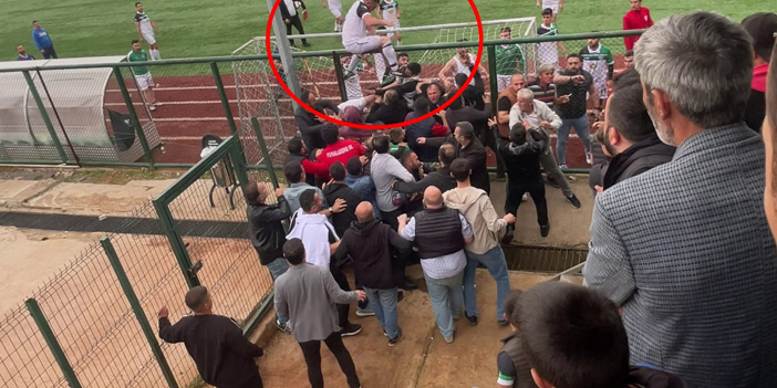 Tellere çıkan futbolcu, çivili kramponla taraftara böyle tekme attı