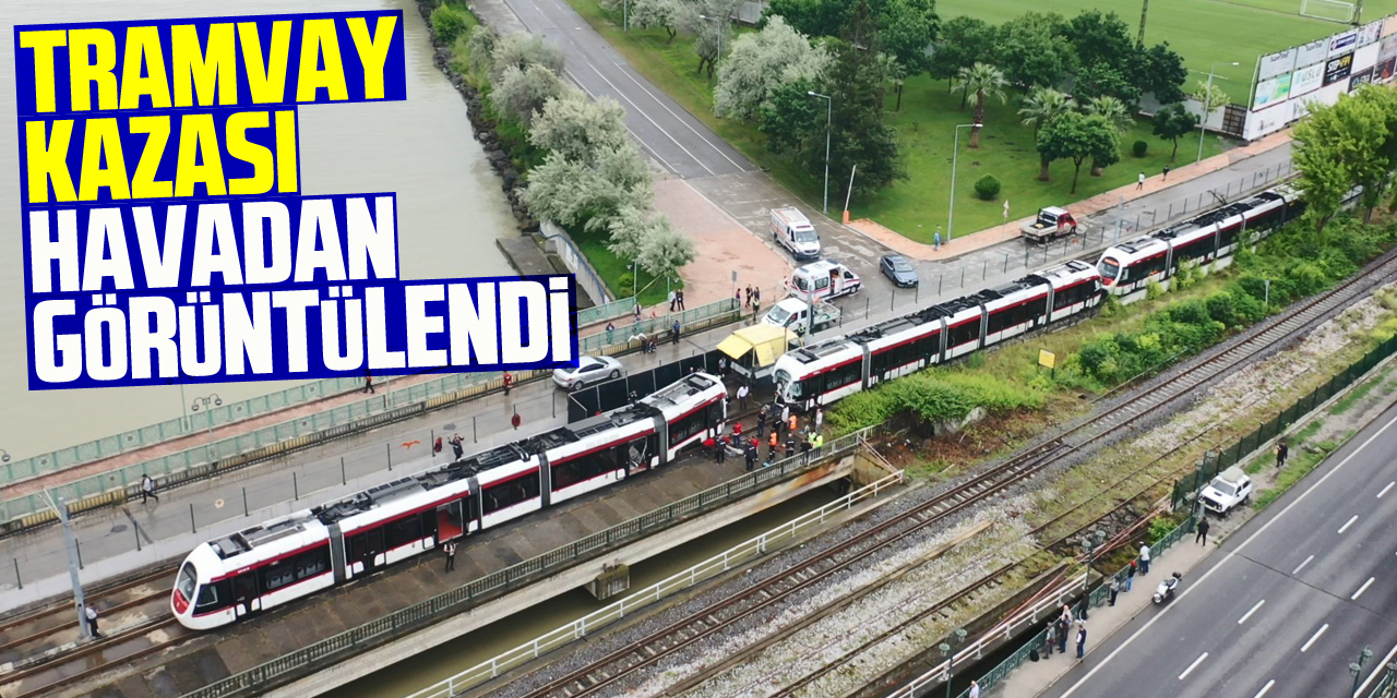 26 kişinin yaralandığı tramvay kazası havadan görüntülendi