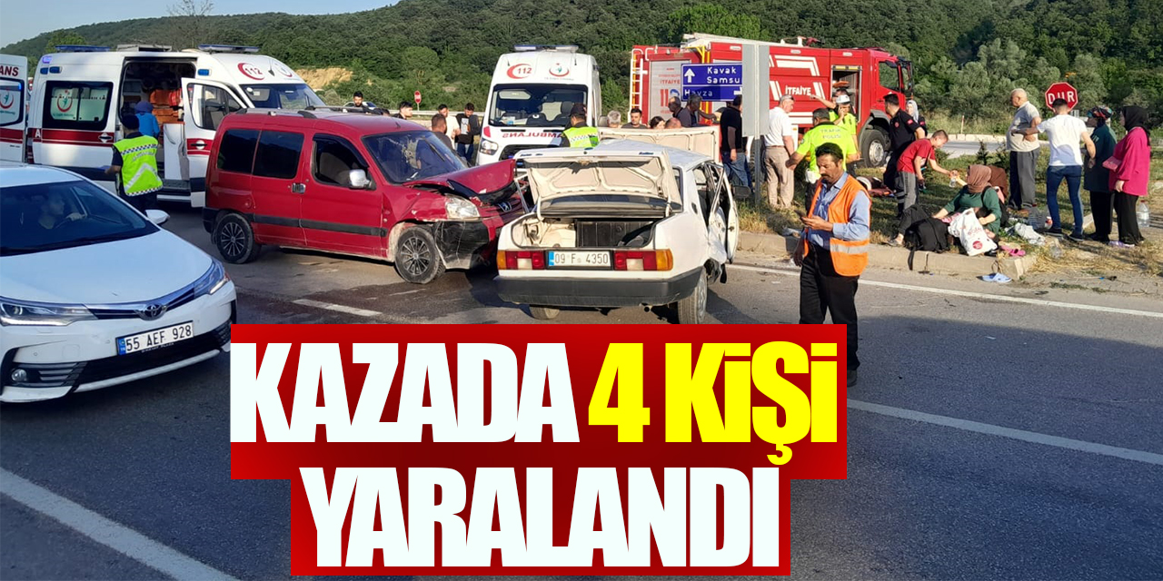 Samsun'da otomobil ile hafif ticari aracın çarpıştığı kazada 4 kişi yaralandı