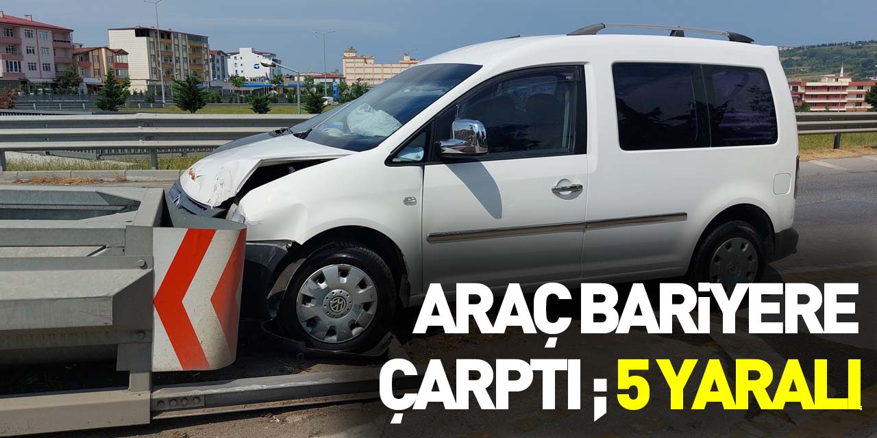 Samsun'da hafif ticari araç bariyere çarptı: 5 yaralı