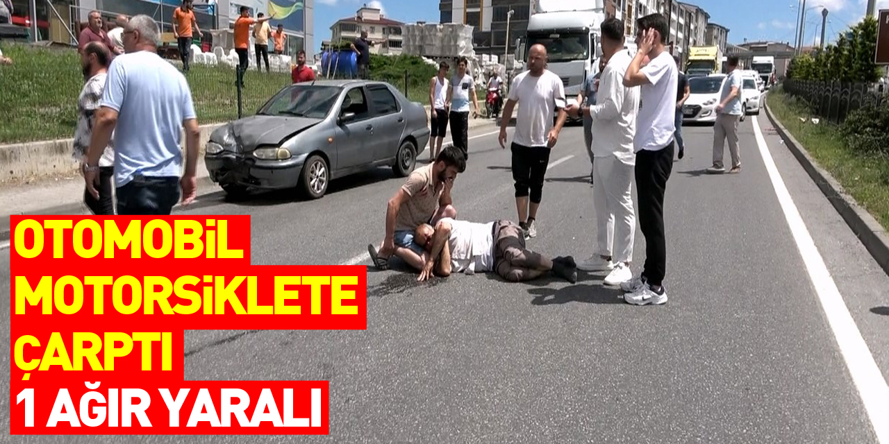 Otomobilin çarptığı motosiklet sürücüsü ağır yaralandı