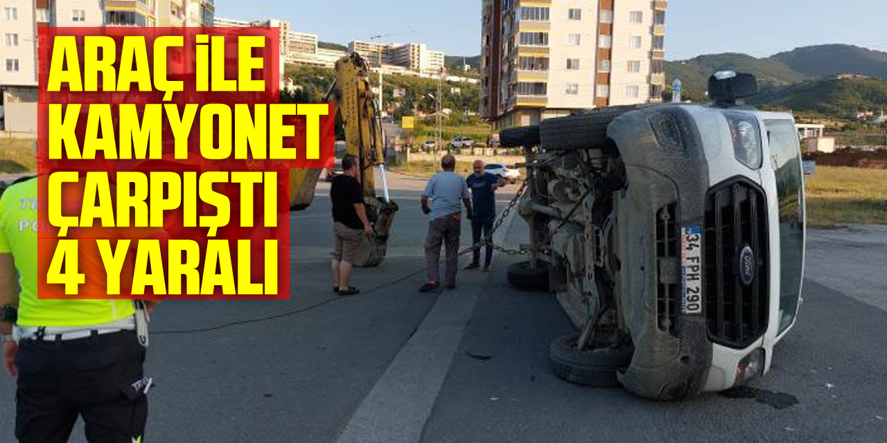 Samsun'da hafif ticari araç ile kamyonet çarpıştı: 4 yaralı