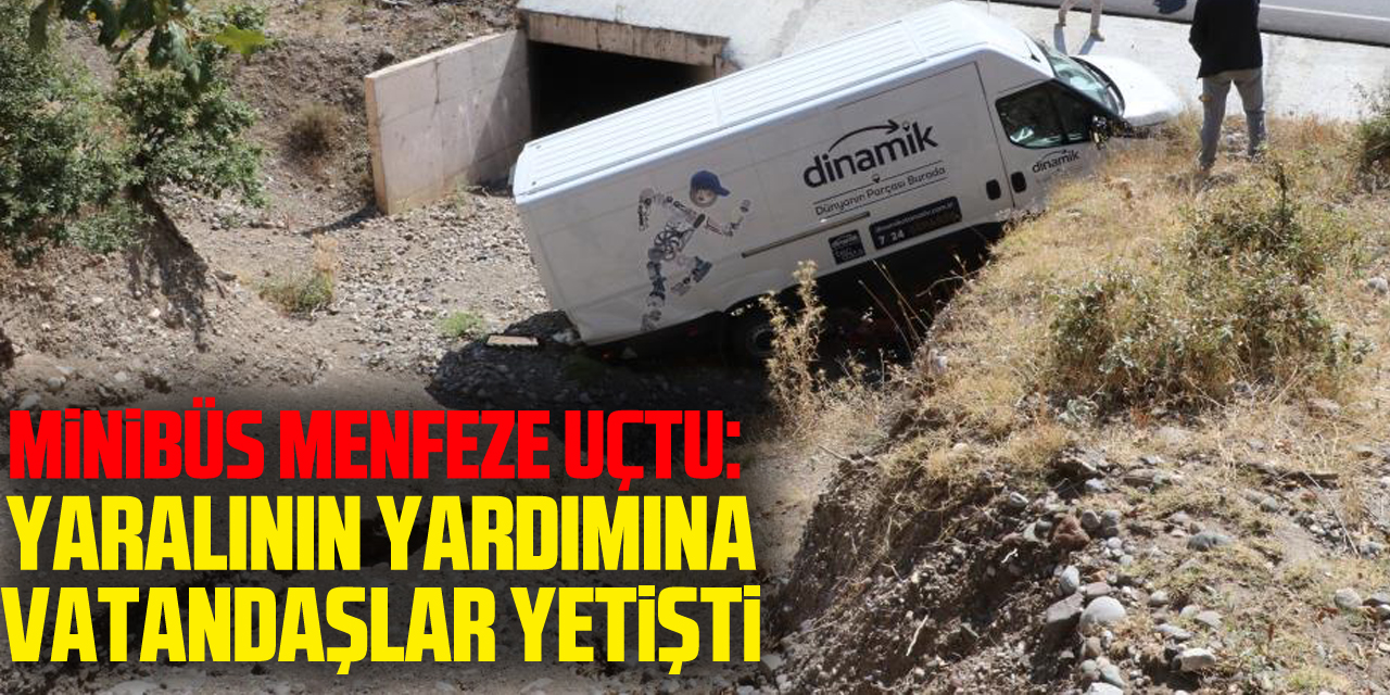 Amasya’da minibüs menfeze uçtu: yaralının yardımına vatandaşlar yetişti