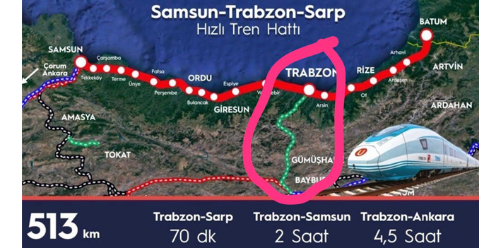Karafazlı'dan Samsun-Sarp hızlı tren yolu çıkışı