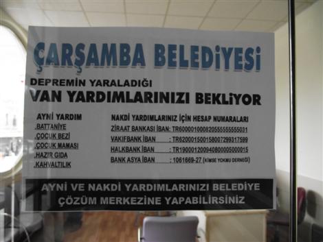 Çarşamba Belediye’sinden Van’a ‘Yardım Kampanyası’