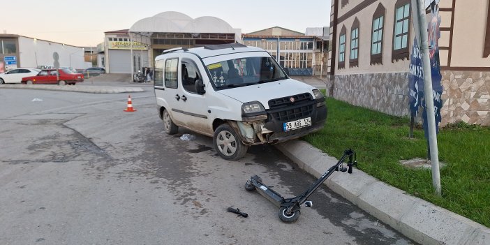 Hafif ticari araçla scooter çarpıştı