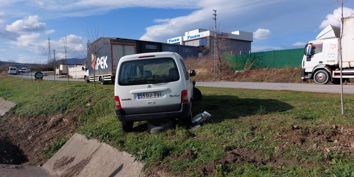 Yoldan çıkarak su kanalından geçti