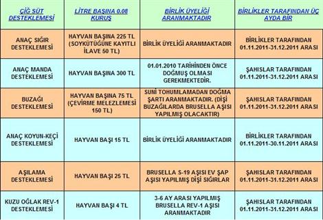 Hayvancılık Desteklemeleri Belli oldu