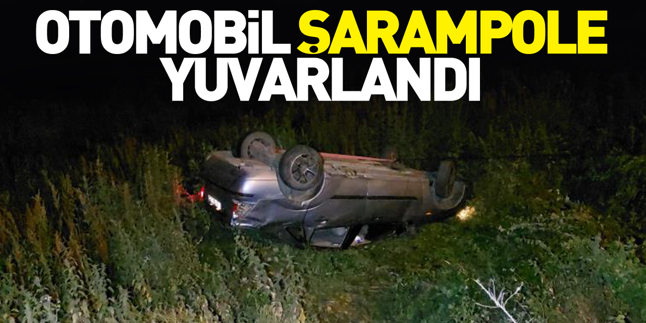 Otomobil şarampole yuvarlandı