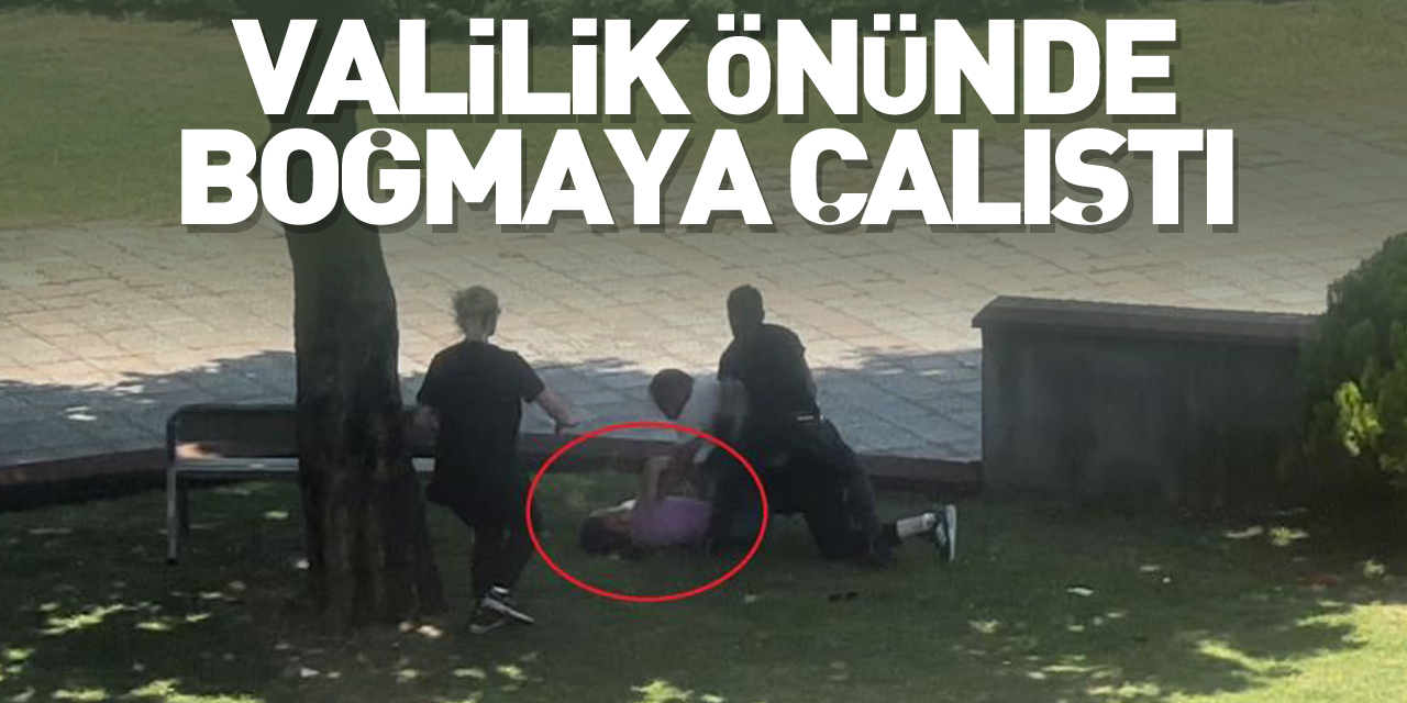 Valilik önünde boğmaya çalıştı