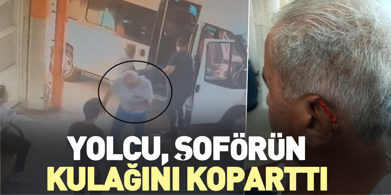 Yolcu, şoförün kulağını koparttı