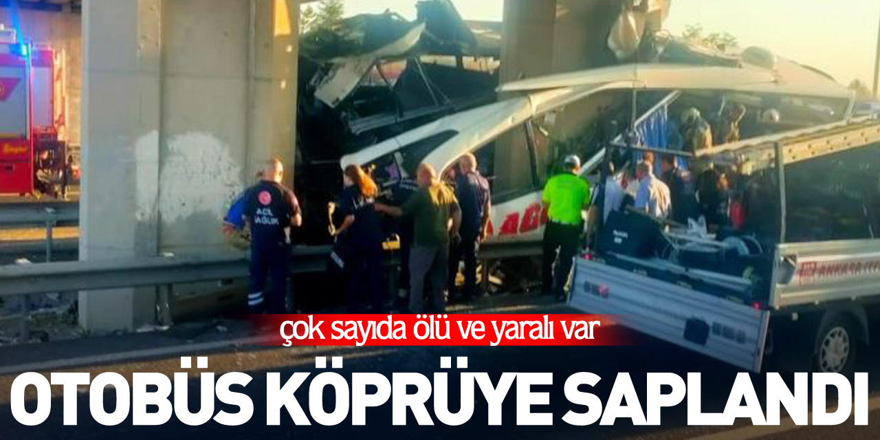 Otobüs köprüye saplandı