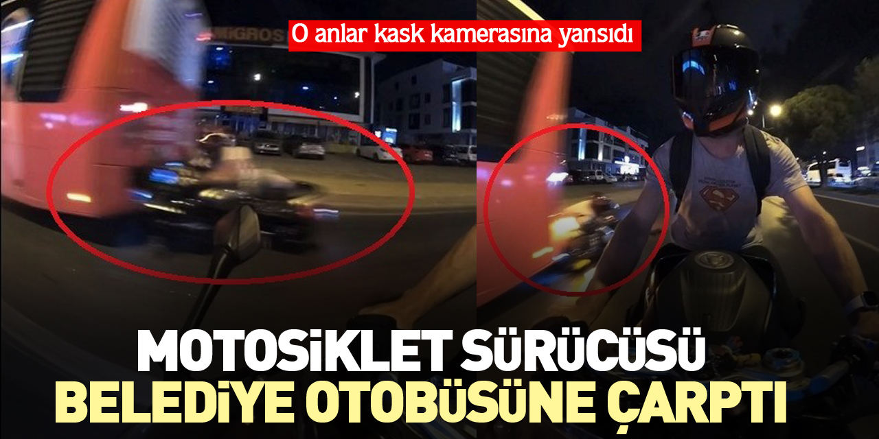 Motosiklet sürücüsü belediye otobüsüne çarptı