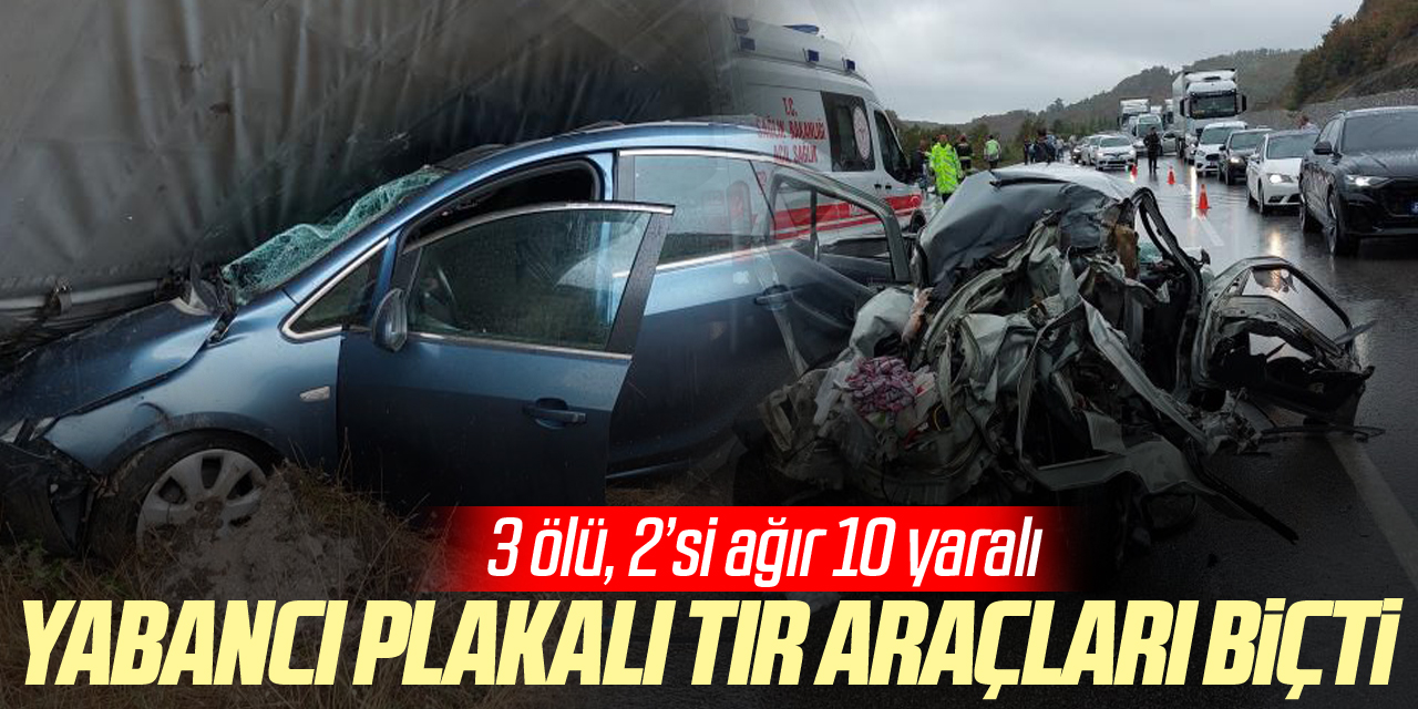 Yabancı plakalı tır araçları biçti