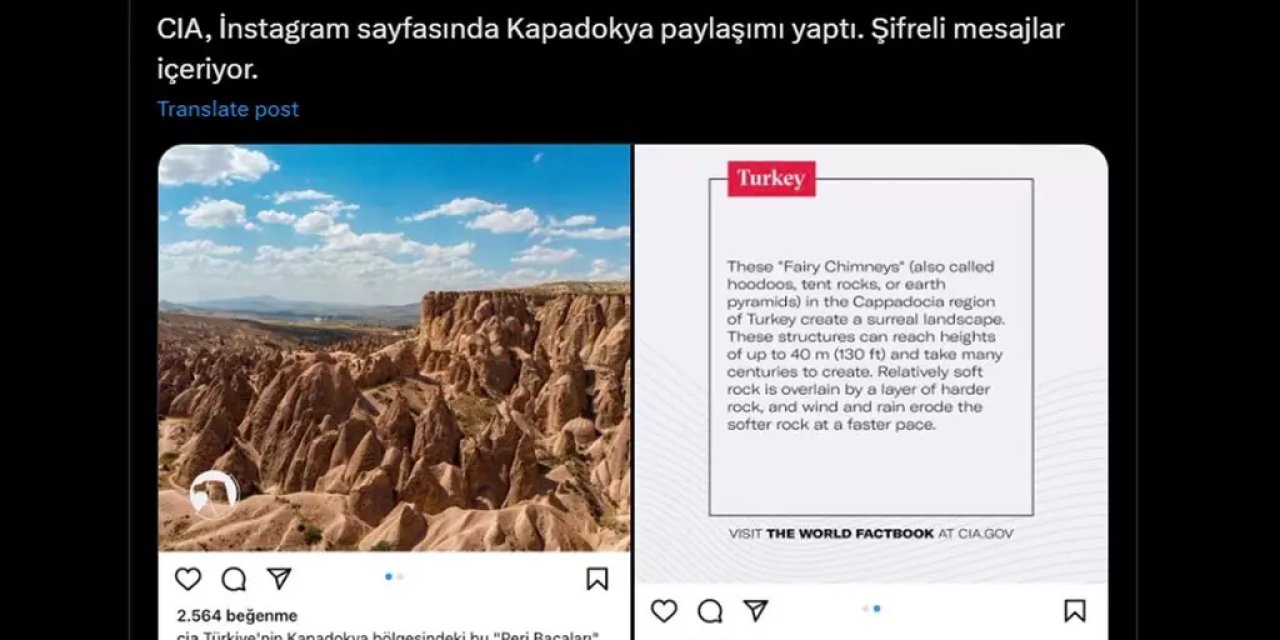 CIA Kapadokya’yı paylaştı! Sosyal medyada gündem oldu