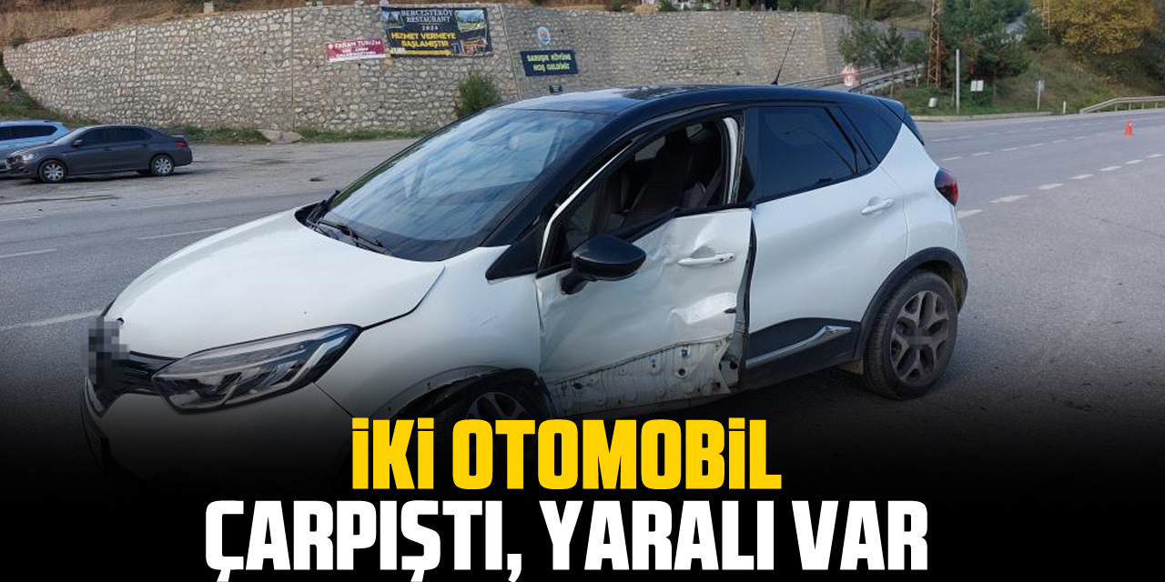 İKİ OTOMOBİL ÇARPIŞTI, YARALI VAR