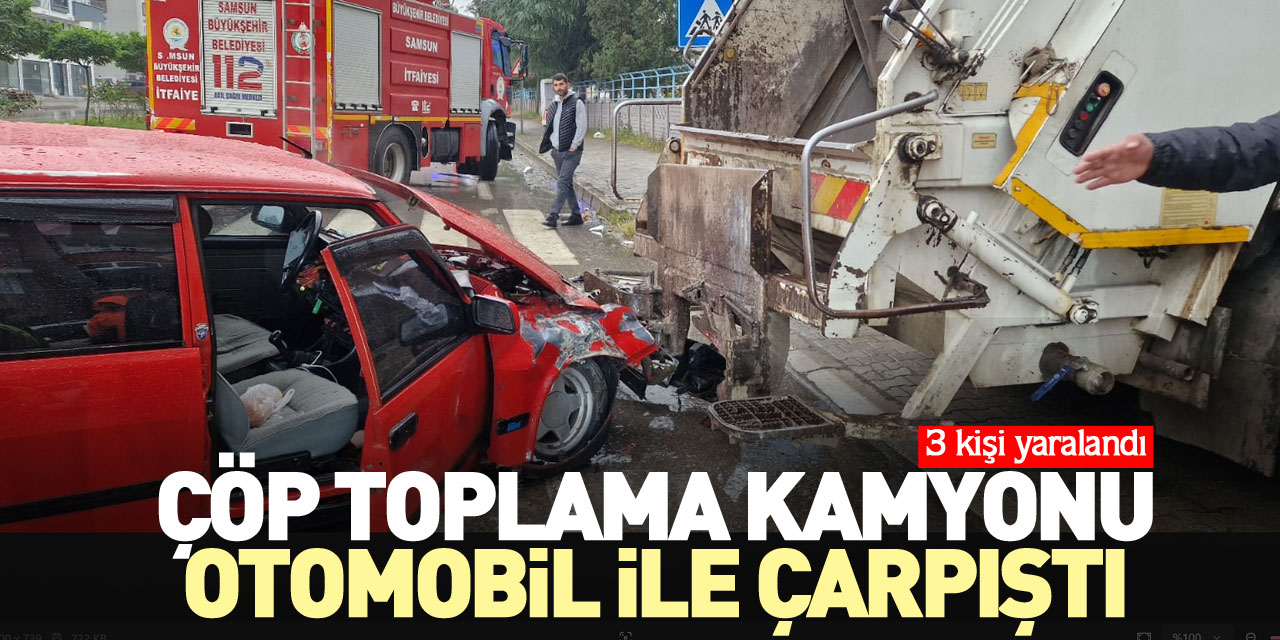 ÇÖP TOPLAMA KAMYONU OTOMOBİL İLE ÇARPIŞTI