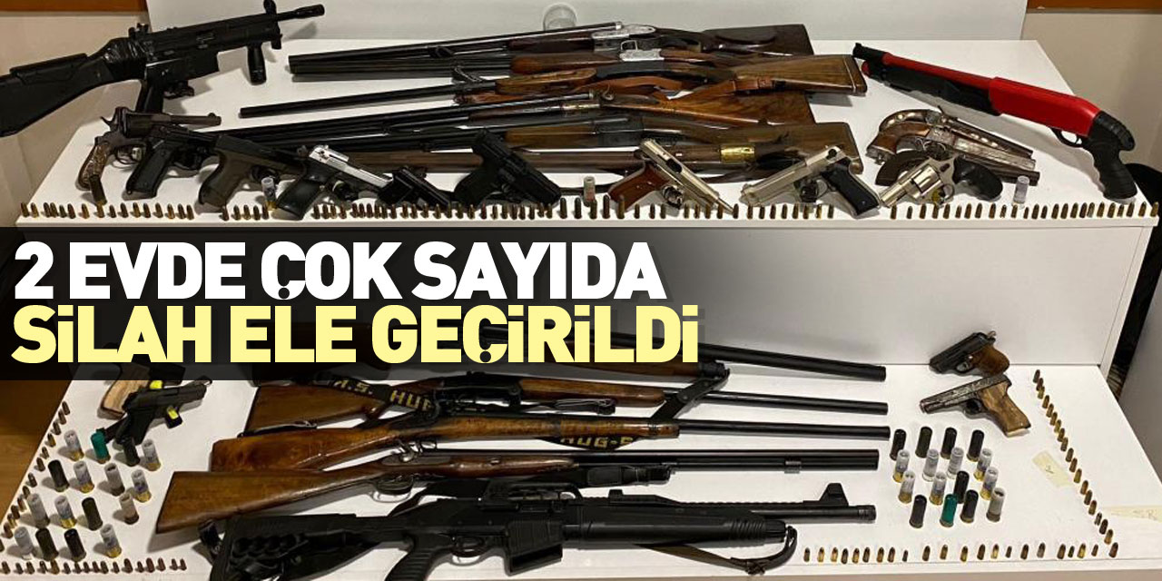 2 evde çok sayıda silah ele geçirildi