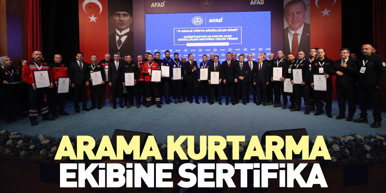 Arama Kurtarma ekibine sertifika