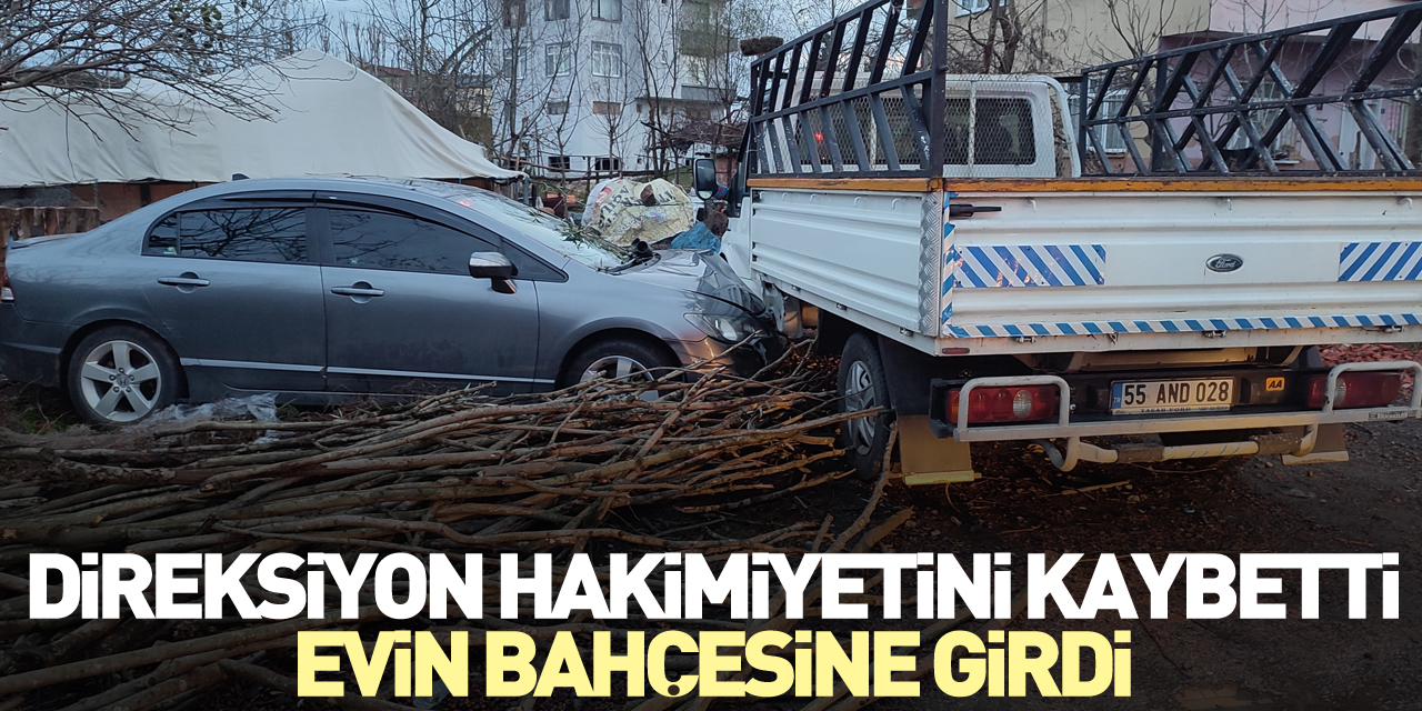 Direksiyon hakimiyetini kaybetti, evin bahçesine girdi