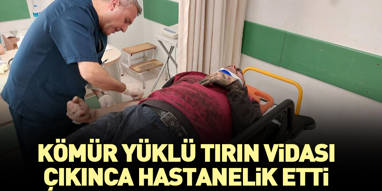 KÖMÜR YÜKLÜ TIRIN VİDASI ÇIKINCA HASTANELİK ETTİ