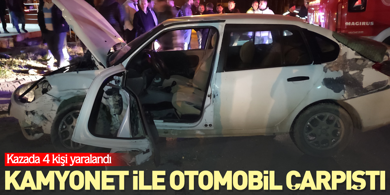 Kamyonet ile otomobil çarpıştı