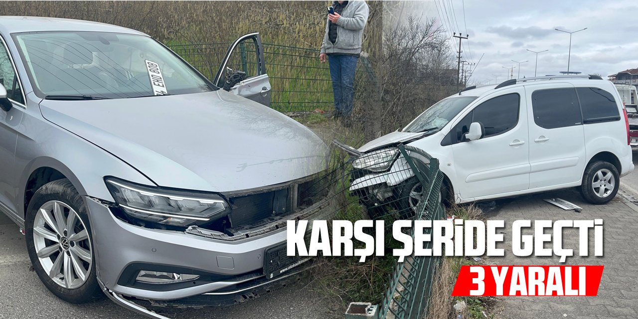 Karşı şeride geçti: 3 yaralı