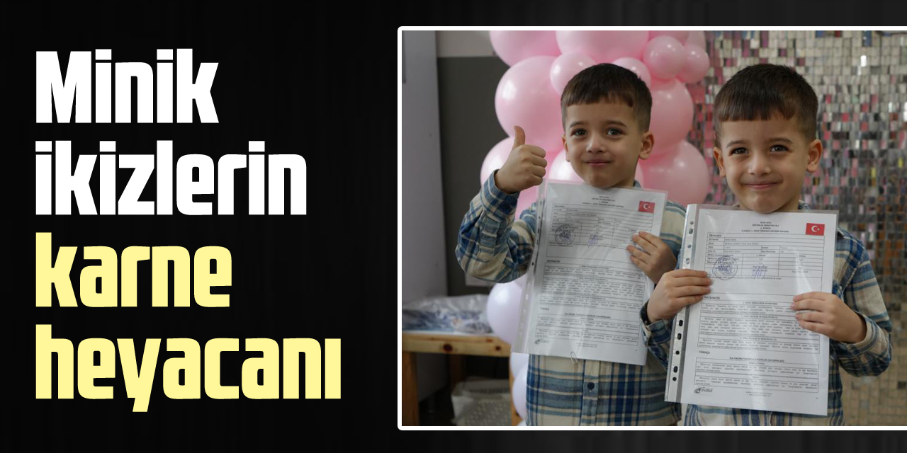 MİNİK İKİZLERİN KARNE HEYECANI