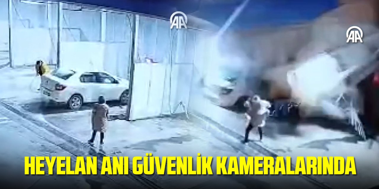 Heyelan anı güvenlik kamerasında