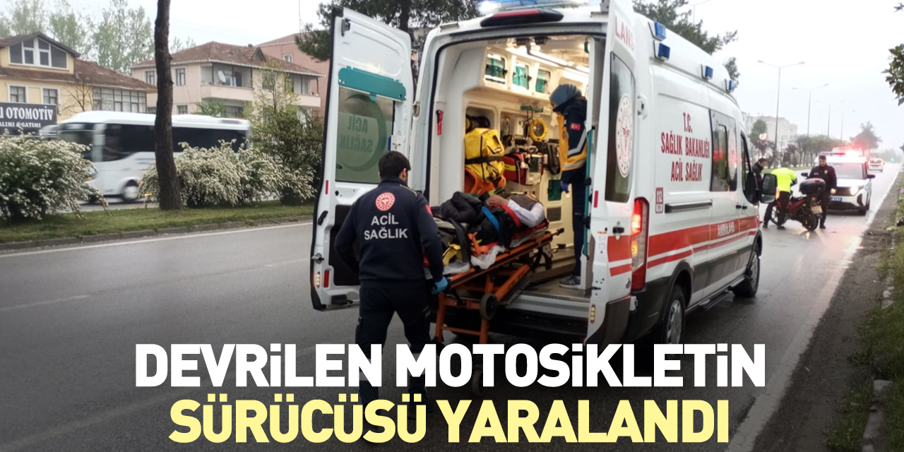 Devrilen motosikletin sürücüsü yaralandı