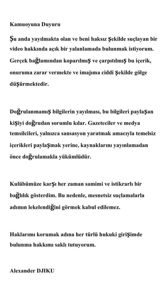 Alexander Djiku'dan açıklama