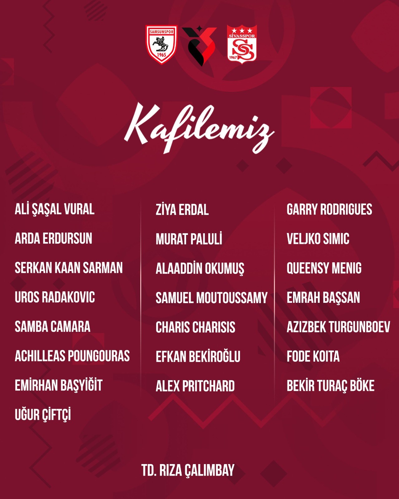 Sivasspor’un Samsunspor kafilesi açıklandı