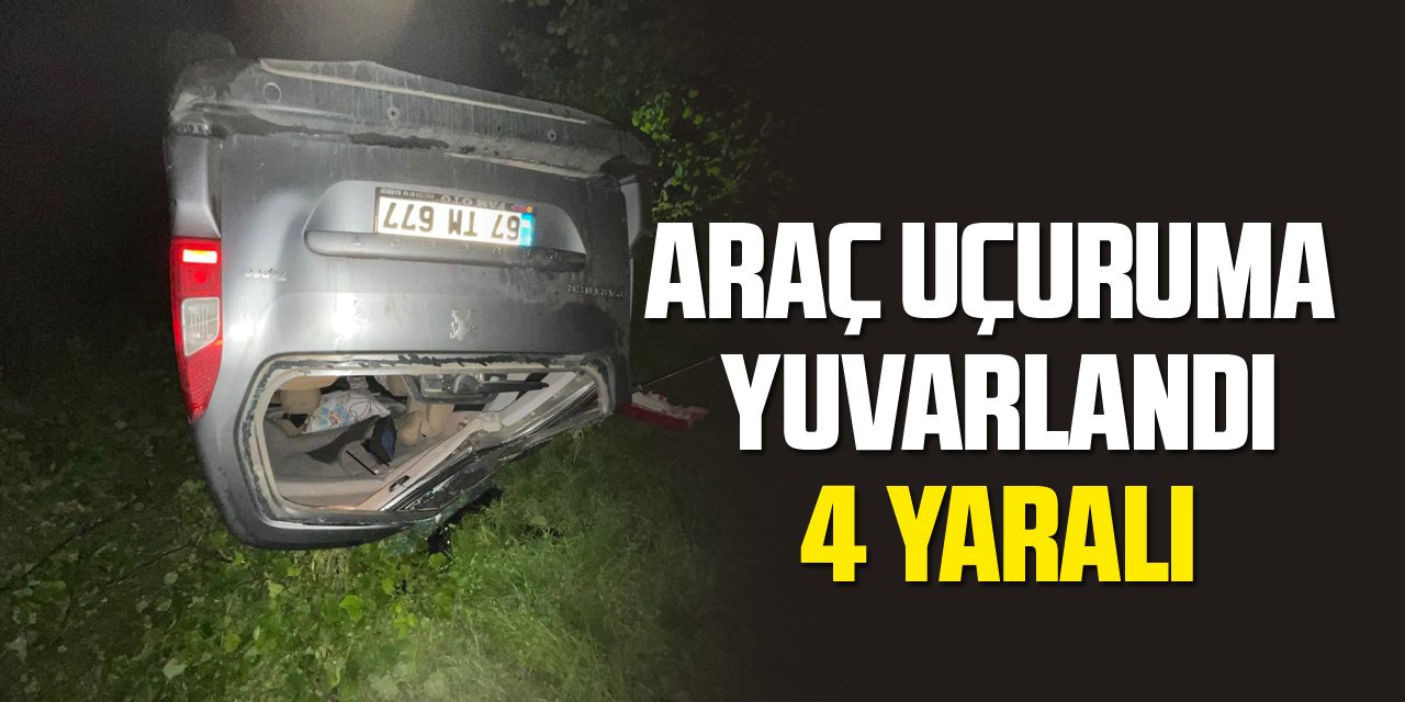 Araç uçuruma yuvarlandı: 4 yaralı