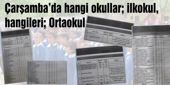 Çarşamba’da hangi okullar; ilkokul, hangileri; Ortaokul