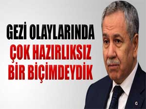 Arınç: Gezi olayları sırasında çok hazırlıksız bir biçimdeydik