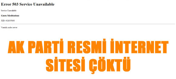 AK Partide resmi internet sitesi de çöktü