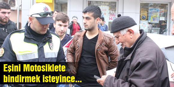 EŞİNİ MOTOSİKLETE BİNDİRMEK İSTERKEN DÜŞÜRDÜ…