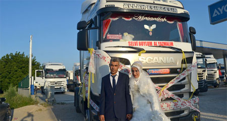 TIR şoförünün düğünü böyle olur