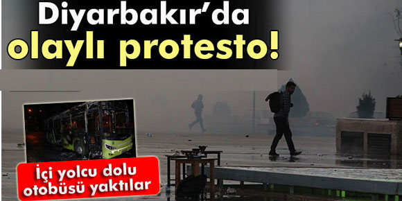 Diyarbakırda terör protestosunda olaylar çıktı