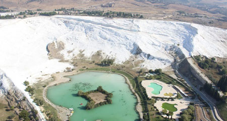 Pamukkale artık havadan da gezilebiliyor