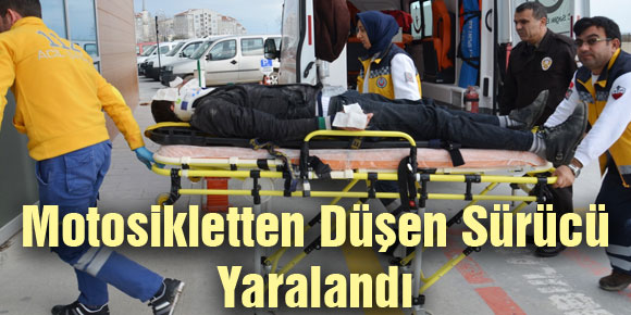 Motosikletten Düşen Sürücü Yaralandı