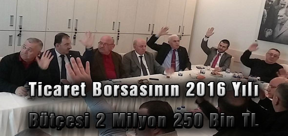 Ticaret Borsasının 2016 Yılı Bütçesi 2 Milyon 250 Bin TL