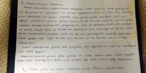 Hazal ve İrem’den operasyondaki polislere mektup