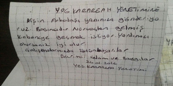 Üzerinden YPG yönetimine not çıktı