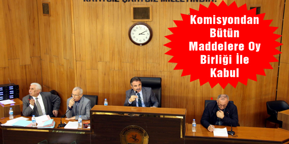 KOMİSYONDAN BÜTÜN MADDELERE OY BİRLİĞİ İLE KABUL