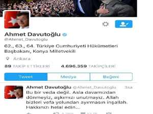 Ahmet Davutoğlu Twitterdan Sildi
